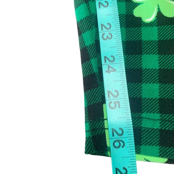 Plaid Lucky Charm Clover Legging . St. Patrick’s Soft Pant - Picture 8 of 9